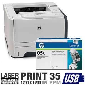  P2055D Black & White laser Printer and HP LaserJet CE505X Black 