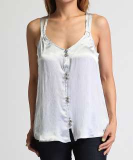 MOGAN Button Front Charmeuse Cut Out CAMI BLOUSE Chic Sleeveless A 