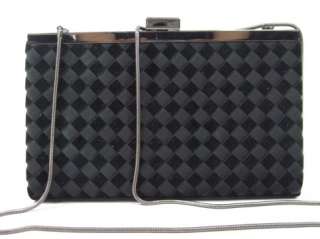 INDEED Black Satin Velvet Woven Shoulder Clutch Handbag  