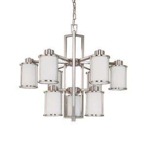 Glomar Odeon 9 Light Hanging Brushed Nickel Chandelier HD 3809 at The 