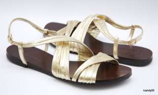255 COLE HAAN ~CARA~ STRAPPY SANDAL FLATS ~GOLD *6  