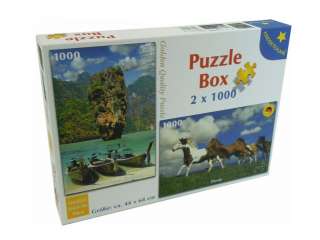 Puzzle Box 2x1000 Teile Motiv Thailand Insel und Pferde  