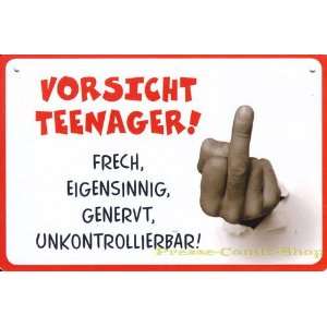 Plastikschild / Postkarte   Coole Schilder   Vorsicht Teenager(246 