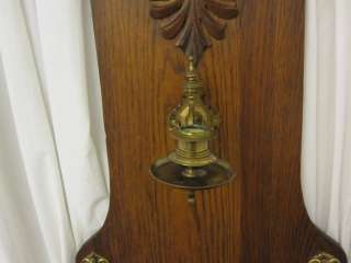 Antique Hall Tree w Bevel Mirror Brass Hooks and Swing Arm Candle 