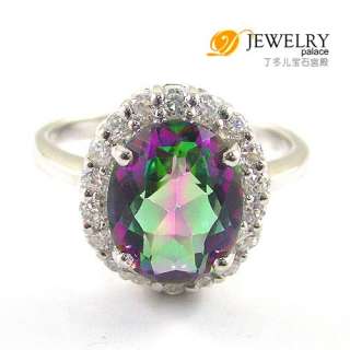 LUXURY 2.5ct Rainbow Colored Topaz Ring 925 Sterling Silver Size 6 7 8 