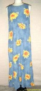 Vtg Bohemian Long Maxi 90s Grunge Sunflower Sundress Dress Lg Boho 