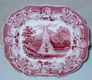 1830s Staffordshire Enoch Wood Red transferware Fountain Platter 
