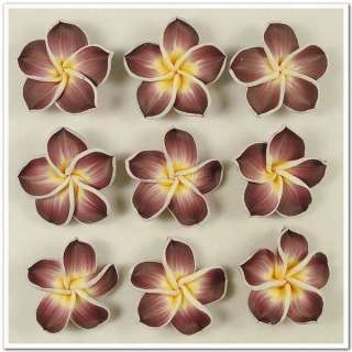 50 PCS Pick Color Polymer Clay Fimo Plumeria Flower Beads 30mm  