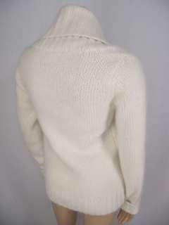 TNA Lambswool Angora Cowl Neck Ribbed Sweater M Cream Long Soft and 