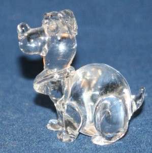 Vintage Mini Clear Blown Glass Terrier Dog Figurine OLD  