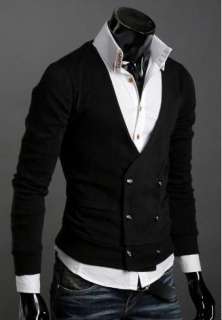 Men Slim Fit double breasted Stylish Sweater coat Y01  