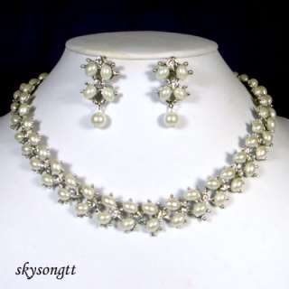 Swarovski Crystal Pearl Bead Choker Necklace Set S1542S  