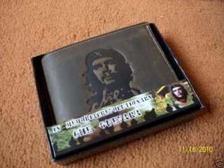 NEW LEATHER NATURAL WALLET *CHE GUEVARA* MILITARY GREEN  