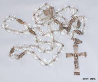 ART DECO FRENCH FACETED CRYSTALS BEADS & SILVER ROSARY  