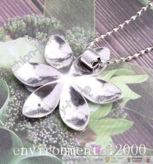 Retro Silver Beautiful Big Flower Pendant Chain Necklace  