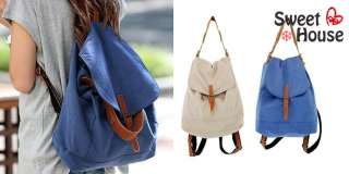 Korea old school blue Backpacks ladies Weave student bag handbag 