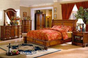 LOW PROFILE KING CHERRY BEDROOM SET GRAND SCALE WOOD BED FURNITURE 