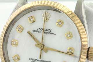 ROLEX OYSTER PERPETUAL 6566 SS/14K GOLD DIAMOND/MOP DIAL AUTOMATIC MEN 