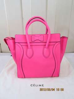 Authentic Celine Mini Luggage in Fluo Pink  