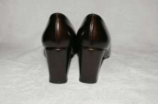 Stuart Weitzman Brown Patent Leather Loafer Pumps Heels Womens 8 B 