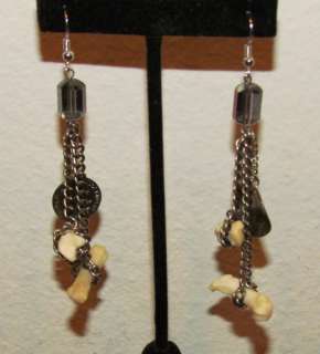 EARRINGS MADE FROM REAL BONE SWAROVSKI CRYSTALS & COINS  
