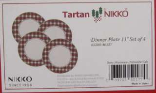 FOUR Nikko Tartan Christmas Plaid Dinner Plates NIB  