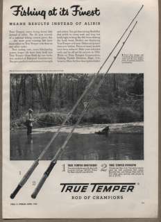 1954 Ad True Temper Fly and Spinning Fishing Rods  