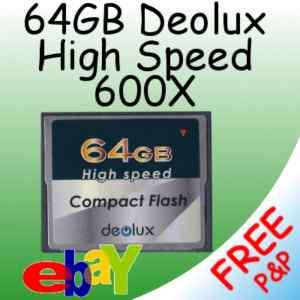 64GB Compact Flash CF Memory Card 600X 90Mbp/s Nikon D300 Very Fast 