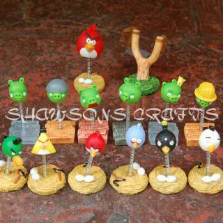 ANGRY BIRDS SET OF 14 PCS REMOVABLE BOBBLE HEAD FIGURES  