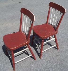Set of 4 Antique 19th C. PLANK SEAT WINDSOR CHAIRS  