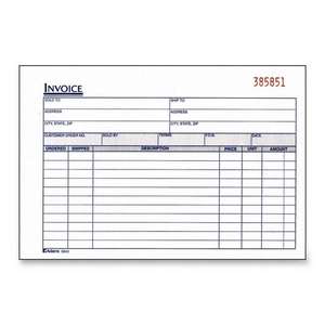 Adams Business Forms Dc5840 Adams Carbonless Invoice Book   Tape Bound 