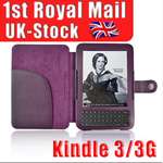 Purple Leather Case Cover Light for  Kindle 3 3G  