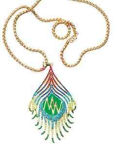 MATTHEW WILLIAMSON H&M PEACOCK CHARM GOLD LONG CHAIN LARGE NECKLACE 