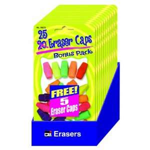 Charles Leonard Eraser Cap Value Pack   25 Eraser Caps Per Card 