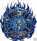 FIRE & RESCUE BLUE FLAMES FIREFIGHTER DECALS 6X7