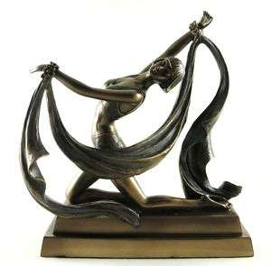 KNEELING FEMALE DANCER Art Deco FIGURINE Bronze STATUE  