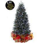 7ft Traditional Pre Lit Spruce Hinged Christmas Tree & 300 Coloured 