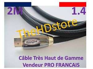   Cable HDMI 2M LCD PS3 3D BLU RAY 1.4 Haut de Gamme