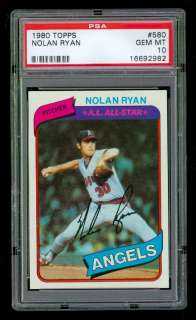1980 Topps Nolan Ryan #580 PSA 10 GEM MT Angels Graded Card  