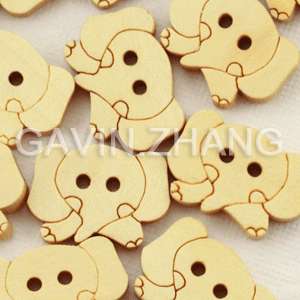18Pcs Cute Elephant Pattern Wood Buttons 2 Holes G389  