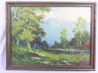 Antique Litho Framed Picture Sheep Mountains  