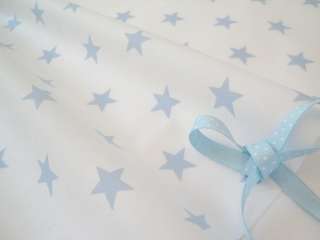 STARS   WHITE AND BABY BLUE COTTON   FAVOURITE FABRICS  