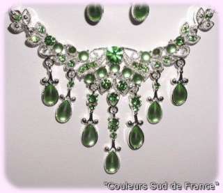   Parure bijoux Lumière de cristal vert mariage mariée