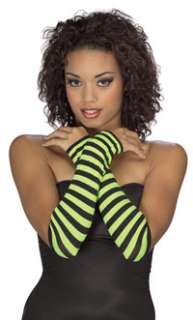 Lime and Black Stripe Gloves   Costume Gloves