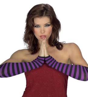 Purple and Black Stripe Gloves   Costume Gloves