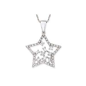 28ct Diamond 14K White Gold Star Pendant with 17 Chain 