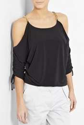 MICHAEL Michael Kors  Black Cold Shoulder Ruched Sleeve Top by 