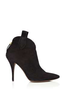 Moschino Cheap & Chic  Black Suede Pointed Ankle Boot by Moschino 