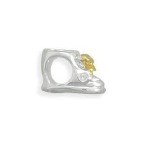  Sterling Silver Two Tone Baby Shoe Bead Charm   JewelryWeb 