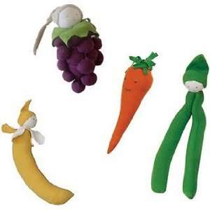   Organic Cotton Soft Teether Toys   Veggies and Fruits (Set of 4) Baby